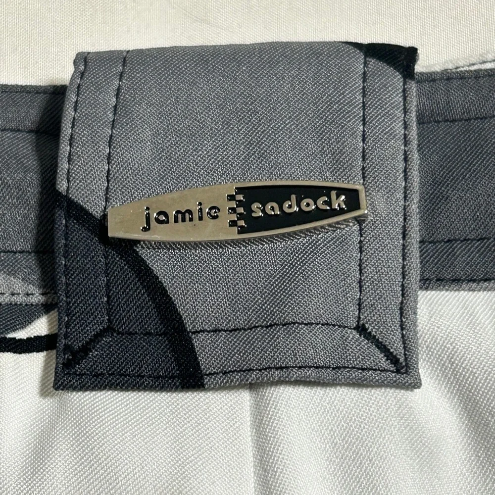 Jamie Sadock Womens Gray Abstract Geometric Golf Shorts Size 14 Black White - Picture 12 of 12